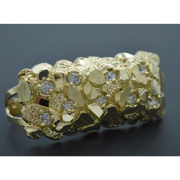 Real 10k Yellow Solid Gold Mens Square Nugget Ring All Sizes 11.7 grams